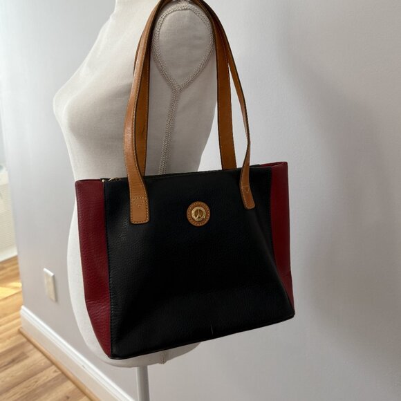 LA Tour Eiffel 1887 Red Green and Blue Pebbled Leather Handbag - Picture 13 of 14